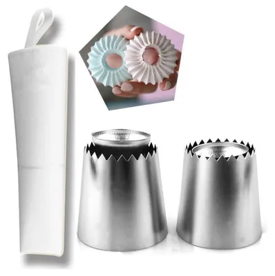 Image de Ensemble de 3 douilles en acier inoxydable pour décorer gâteaux et tartes