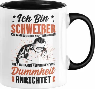 Produktbild von Schweißer Geschenk Tasse Ich Kann Dummheit Nicht Reparieren Geschenkdiee für Schweißer Männer (Schwarz)