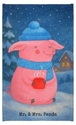 Produktbild von Mr. & Mrs. Panda Handtuch Schwein Glühwein Design - Weiß - Geschenk, Punsch, Weihnachten, Gästetuch, Weihnachtsmarkt, Kleines, Klein, Frotteetuch, Glühschwein