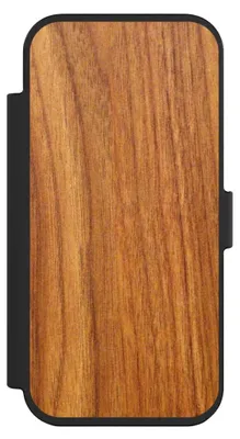 Produktbild von NIVOCASE Klapphülle für Apple iPhone Air  Handyhülle aus Kunst Leder NIVOflip schwarz Holz Holzoptik Lärche