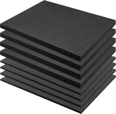 Produktbild von Rasterschaumstoff Würfelschaum, 4 Stück 400 x 300 x 25 mm und 4 Stück 400 x 300 x 10 mm, Schaumstoffeinlage für Werkzeugkoffer und Kamerakoffer