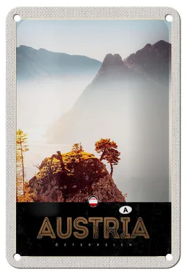 Produktbild von Blechschild Reise 12x18cm Österreich Natur Gebirge Wald Urlaub Schild