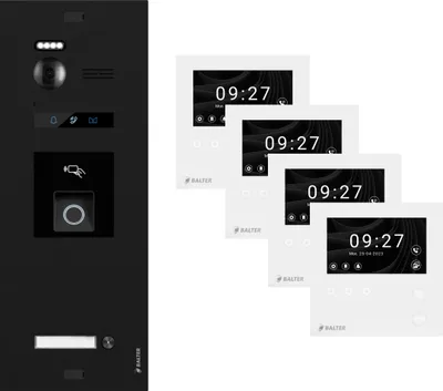 Produktbild von BALTER EVO-HD-MINI Video Türsprechanlage mit Fingerprint 2-Draht BUS Komplettsystem für 1-Familienhaus Schwarz-ohne WiFi-4