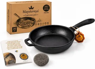 Image de Poêle en fonte émaillée, diamètre 20 cm, adaptée à l'induction, au four et au grill, sans