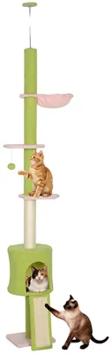 Immagine prodotto di Torre per gatti, 5 livelli, altezza regolabile, verde militare