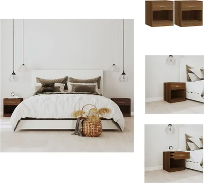 Image de vidaXL Tables de chevet 2 pcs. avec tiroir brun imitation chêne - Tables de chevet