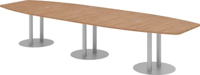 Produktbild von bümö Konferenztisch groß KT40 - Nachbildung: Nussbaum, tischfuss: Säule in Silber
