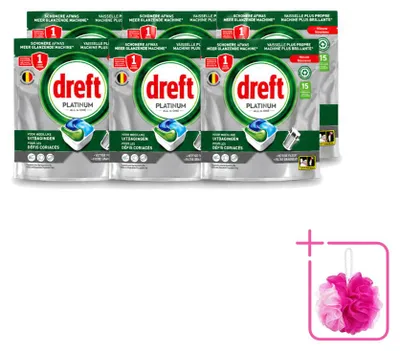 Produktbild von 6 x Dreft Platinum All-in-One Spülmaschinencaps - Sparpackung - 6 Stücke