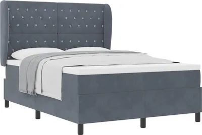 Produktbild von Boxspringbett mit Matratze Dunkelgrau 200 x 160 cm Samt