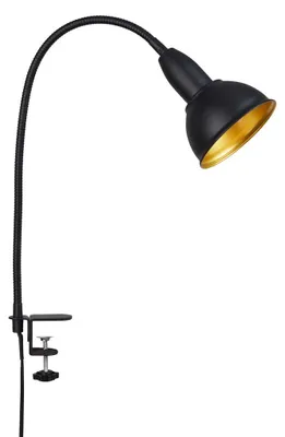 Immagine prodotto di BRILONER - Lampada da letto, lampada a morsetto retrò, lampada da lettura con braccio flessibile, con interruttore on/off, 1x E14, max. 25 watt, metallo, nero-oro, 2603-015