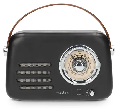 Produktbild von Nedis FM-Radio - Tragbare Ausführung - Bluetooth / FM - Akkubetrieben / Stromversorgung über USB - Analog - 10 W - Bluetooth - Schwarz