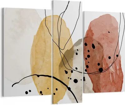 Produktbild von Bild auf Leinwand - Leinwandbild - 3 Teile - Aquarell Abstraktion Formen - 95x80cm - Wand Bild - Wanddeko - Wandbilder - Leinwanddruck - Bilder - Wanddekoration - Leinwand bilder - CB95x80-4658