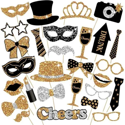 Productafbeelding van Fotoaccessoires - Set van 30 stuks met verschillende motieven - Accessoires voor een fotohokje op feestjes - Meerdere kleuren
