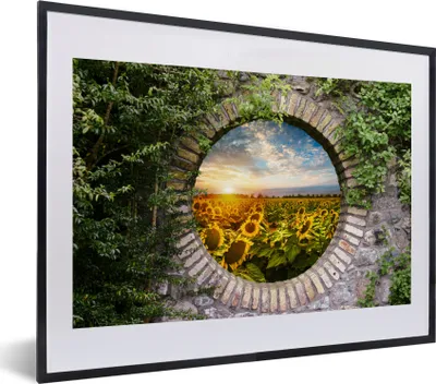Produktbild von MuchoWow® Gerahmtes Poster Sonnenblumen - Ansicht - Blumen - Sonne 40x30 cm - Poster mit Schwarzem Bilderrahmen Wandposter Rahmen Foto Bilder - Bilderrahmen - Poster im Rahmen