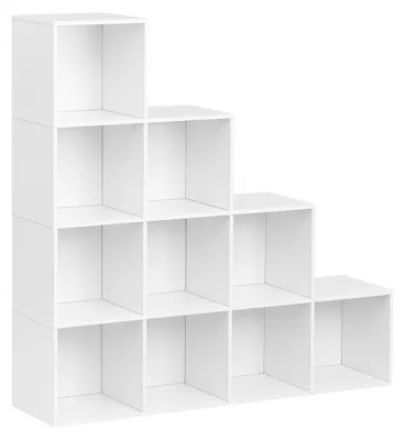 Produktbild von L-förmiges Stufenregal - Bücherregal - 120 x 120 x 30 cm - Würfelregal - Holz - Moderner Stil - Weiß