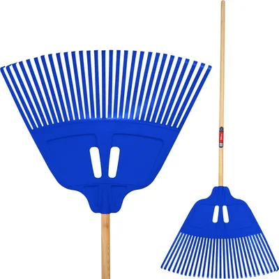 Immagine prodotto di KADAX Rastrello per erba e foglie, rastrello largo con manico lungo in legno