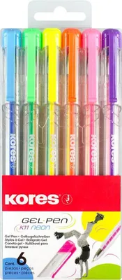 Zdjęcie produktu dla KORES K11 Długopis żelowy neon, hrot 0,8 mm, sada 6 barev