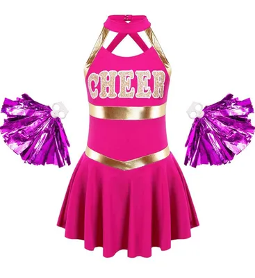 Immagine prodotto di Abito da Cheerleader per bambina, senza maniche, costume da ballo per bambini per carnevale e in maschera, taglia 158-164 cm