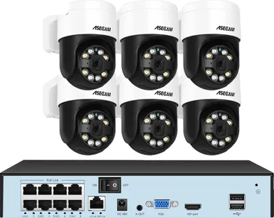 Produktbild von 8CH NVR Sicherheitsystem, 8MP Auflösung, KI Gesichtserkennung, 8CH NVR 6 KI Kamera, Keine