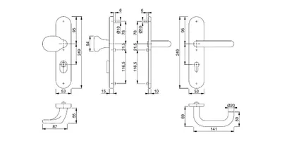 Obrázek produktu pro Hoppe FS bezpečnostní dveře Paris FS-E86G/3332ZA/3310/138F VA F69 D/K f.TS 42-47mm PZ DIN L/R