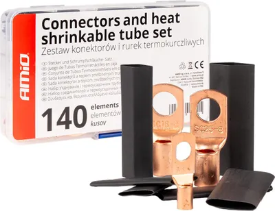 Produktbild von Kabelverbindungskit Schrumpfschlauch & Ösenkabelschuhe 140tlg AMIO-04121