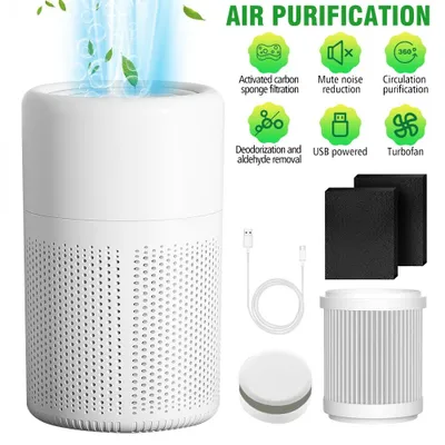 Produktbild von Luftreiniger mit H13-HEPA-Filter, PM2.5- und Rauchfilter, Ionisator, USB-C, 5W, leiser Luftreiniger für Schlafzimmer, Büro und Raucherbereiche