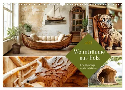 Produktbild von Wohnträume aus Holz (Wandkalender 2027 DIN A3 quer), CALVENDO Monatskalender