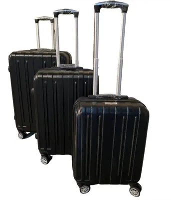 Produktbild von JUNG CHAMP Koffer Set 3 teilig Schwarz ABS-Hartschale, mit Zahlenschloß, Teleskopgriff, Kofferset 3 Größen - Handgepäck / Mittel / Groß, Reisekoffer