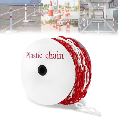 Produktbild von ACXIN bariérová reťaz plastová reťaz 50 m červená biela plastová, 6 mm hrubá bariérová plastová reťaz na parkovisko výstražná reťaz pre bariéry