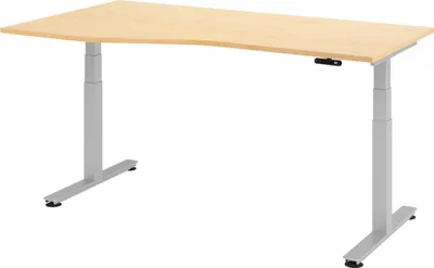 Produktbild von bümö Schreibtisch elektrisch XDSM - Nachbildung Ahorn, Gestell: Silber, Größe:  180 x 100 cm