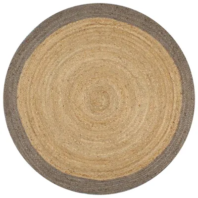 Image de Vidaxl Teppich handgefertigt mit grauen Rand 120 cm Jute