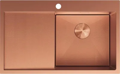 Produktbild von Mexen Exar Edelstahlspüle 1-Becken mit Abtropffläche rechts 780 x 480 mm, Kupfer HC - 6434781010P-65HC