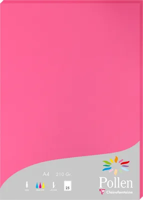 Produktbild von Clairefontaine Pollen, Laser-/Inkjet-Druck, A4 (210x297 mm), 25 Blätter, 210 g/m², Fuchsie, Forest Stewardship Council (FSC) Mix