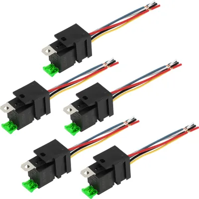 Produktbild von 5 Pins 24V 30A Auto-Relais mit Kabelbaumsteckdosen Wasserdichtes Auto-Relais Schwarz 5 Stück