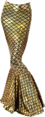 Produktbild von Damen Rock Maxirock Pailletten Meerjungfrau Schwanz Kostüm Karneval Fasching Party Kleid, gold, L