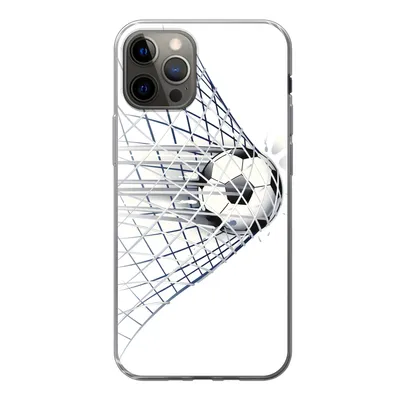 Produktbild von MuchoWow® Handyhülle Schutzhülle Hülle für iPhone 13 Pro Eine Illustration eines Fußballs, der ins Tor geht - Jungen - Mädchen - Kinder Silikon Softcase Handy Hülle - Handy-Tasche