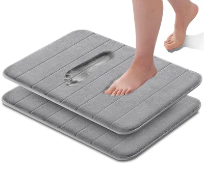 Image de Lot de 2 tapis de bain en mousse à mémoire de forme, antidérapants et à haute absorption