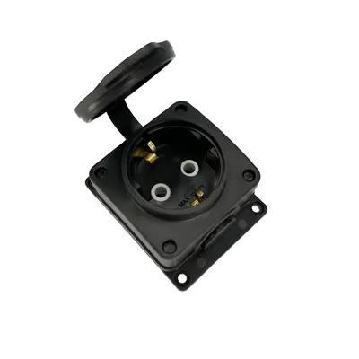 Produktbild von Gummisteckdose einzeln Schuko IP54 schwarz | 220.000.101 | HOROZ