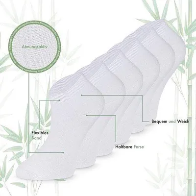 Immagine prodotto di Calzini da ginnastica in bambù, 6 paia, unisex, traspiranti, taglia 43-46, bianchi