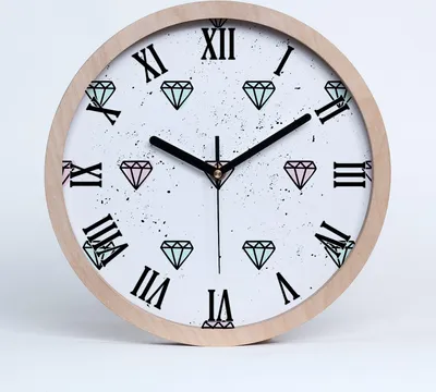 Produktbild von Holzuhr 25fi cm wanduhr - schwarze Spitzen - Diamanten
