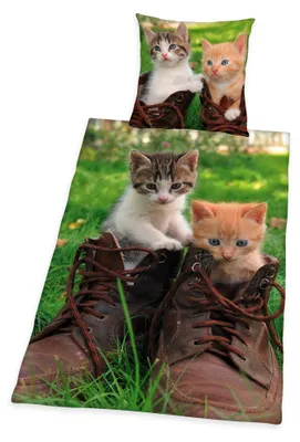 Immagine prodotto di Set di biancheria da letto "Gatto nella scarpa", 2 pezzi. Gattino, 135x200 cm (80x80 cm)