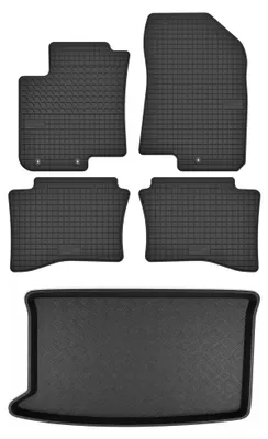 Produktbild von Gummimatten + Kofferraumwanne für Hyundai i20 II 2014-2020 (Schrägheck, oberer Ladeboden) – Schwarz, passgenau – Wielganizator