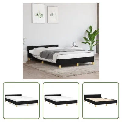 Produktbild von The Living Store Bettgestell mit Kopfteil Schwarz 120x200 cm Stoff