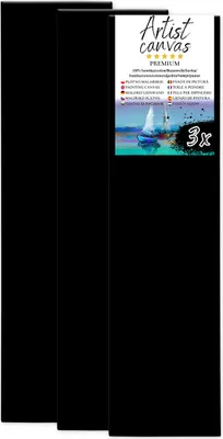 Immagine prodotto di 3x Tela su telaio, 100% cotone, 330 g/m², fondo nero 40X150 cm