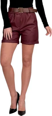 Produktbild von 402_Shorts aus Kunstleder mit Gürtel Bordeaux