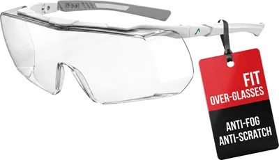 Produktbild von ACE Evo OTG Arbeits-Brille für Brillenträger - Über-Schutzbrille für Kosmetik, Medizin & Labor - EN 166 - Weiß - 1er Pack