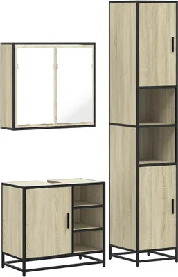 Immagine prodotto di vidaXL Set di mobili da bagno 3 pezzi in legno di quercia Sonoma