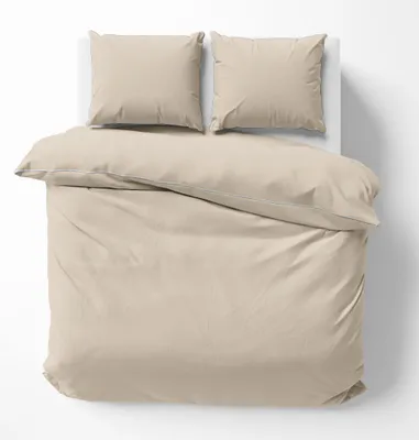 Produktbild von Bettwäsche-Set aus reiner Baumwolle 160x200 Beige Sand Premium