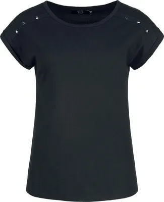 Produktbild von RED by EMP Damen schwarzes T-Shirt mit Nieten auf der Schulter S
