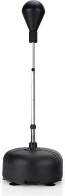 Zdjęcie produktu dla Worek bokserski KOMFOTTEU na stojaku z regulacją wysokości 140-150 cm, piłka bokserska na nadmuchiwanej podstawie, rękawice bokserskie, zestaw bokserski, stojący worek bokserski